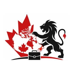 Jobs in Canada lion and maple leaf emblem